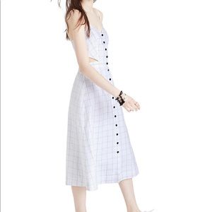 Madewell windowpane cutout midi dress
